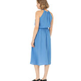 Kadın Koyu Midi Boy Dokuma Elbise