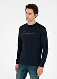 Cacharel Bisiklet Yaka Desenli Lacivert Erkek Sweatshırt SHELDON