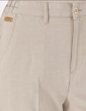 U.S. Polo Assn. Haki Kadın Çizgili Keten Karışımlı Carrot Fit Kanvas Pantolon DMK.2185010EGON25Y.