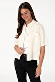 U.S. Polo Assn. Ekru Kadın Cropped Fit Gömlek DMK.2104541SOLE.