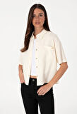U.S. Polo Assn. Ekru Kadın Cropped Fit Gömlek DMK.2104541SOLE.