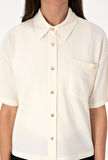 U.S. Polo Assn. Ekru Kadın Cropped Fit Gömlek DMK.2104541SOLE.