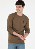 U.S. Polo Assn. Klasik Yaka Haki Erkek Sweatshırt G081SZ082.000.1963478