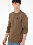 U.S. Polo Assn. Klasik Yaka Haki Erkek Sweatshırt G081SZ082.000.1963478