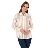 Kadın Beyaz Çizgili Uzun Kollu Gömlek
