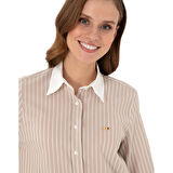 Kadın Çizgili Uzun Kollu Tunik Gömlek