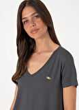 U.S. Polo Assn. V Yaka Antrasit Kadın T-Shirt CIYOSEL25