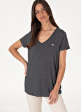 U.S. Polo Assn. V Yaka Antrasit Kadın T-Shirt CIYOSEL25