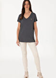 U.S. Polo Assn. V Yaka Antrasit Kadın T-Shirt CIYOSEL25