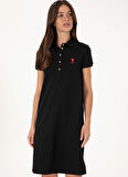 U.S. Polo Assn. Polo Yaka Siyah Standart Kadın Elbise GURLIN25