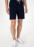 Lacivert Erkek Lastikli Bel Slim Straight Sweat Şort PARME