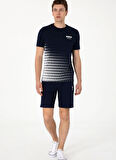 Lacivert Erkek Lastikli Bel Slim Straight Sweat Şort PARME