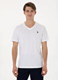 U.S. Polo Assn. V Yaka Beyaz Erkek T-Shirt GTS02
