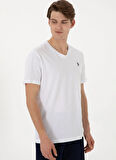 U.S. Polo Assn. V Yaka Beyaz Erkek T-Shirt GTS02