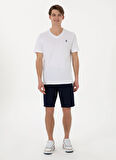 U.S. Polo Assn. V Yaka Beyaz Erkek T-Shirt GTS02