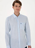 U.S. Polo Assn. Slim Fit Mavi Erkek Gömlek GIRIL