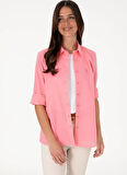 U.S. Polo Assn. Regular Fit Gömlek Yaka Pembe Kadın Gömlek ELMYGL