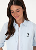 U.S. Polo Assn. Regular Fit Gömlek Yaka Açık İndigo Kadın Gömlek ELMYGL