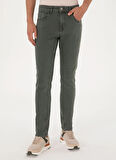 U.S. Polo Assn. Normal Bel Normal Paça Slim Fit Yeşil Erkek Denim Pantolon LORT