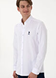 U.S. Polo Assn. Slim Fit Gömlek Yaka Beyaz Erkek Gömlek NOVA