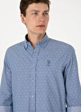 U.S. Polo Assn. Slim Fit Gömlek Yaka Mavi Erkek Gömlek BORD