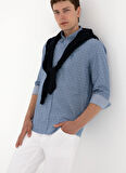 U.S. Polo Assn. Slim Fit Gömlek Yaka Mavi Erkek Gömlek BORD