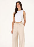 U.S. Polo Assn. Lastikli Bel Loose Fit Taş Kadın Pantolon ECOLE