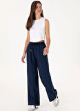 U.S. Polo Assn. Lastikli Bel Loose Fit Lacivert Kadın Pantolon ECOLE
