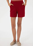 U.S. Polo Assn. Lastikli Bel Relaxed Bordo Kadın Şort SUSANE