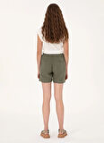 U.S. Polo Assn. Lastikli Bel Relaxed Koyu Haki Kadın Şort JOLLY