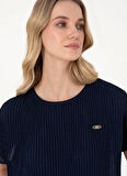 U.S. Polo Assn. Bisiklet Yaka Lacivert Kadın T-Shirt SIA