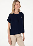 U.S. Polo Assn. Bisiklet Yaka Lacivert Kadın T-Shirt SIA