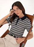 U.S. Polo Assn. V Yaka Lacivert Kadın T-Shirt SORBE