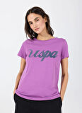 U.S. Polo Assn. Bisiklet Yaka Açık Mor Kadın T-Shirt BEAN-IY25