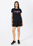 U.S. Polo Assn. Bisiklet Yaka Siyah Kadın T-Shirt BEAN-IY25