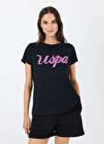 U.S. Polo Assn. Bisiklet Yaka Siyah Kadın T-Shirt BEAN-IY25