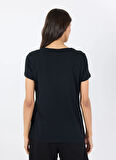 U.S. Polo Assn. Bisiklet Yaka Siyah Kadın T-Shirt BEAN-IY25