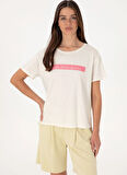 U.S. Polo Assn. Bisiklet Yaka Krem Kadın T-Shirt GEORGI