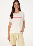 U.S. Polo Assn. Bisiklet Yaka Krem Kadın T-Shirt GEORGI