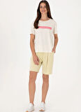 U.S. Polo Assn. Bisiklet Yaka Krem Kadın T-Shirt GEORGI