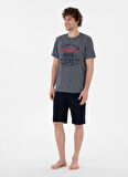U.S. Polo Assn. Lacivert Erkek Pijama Takımı 18878 Tshirt Sort Takim