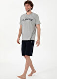 U.S. Polo Assn. Gri Erkek Pijama Takımı 18886 Tshirt Sort Takim