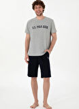 U.S. Polo Assn. Gri Erkek Pijama Takımı 18886 Tshirt Sort Takim