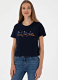 U.S. Polo Assn. Bisiklet Yaka Lacivert Kadın T-Shirt GISELLE