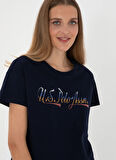 U.S. Polo Assn. Bisiklet Yaka Lacivert Kadın T-Shirt GISELLE