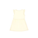 Kız Çocuk Limon Fırfır Kollu Bisiklet Yaka Pamuk Örme Elbise
