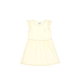 Kız Çocuk Limon Fırfır Kollu Bisiklet Yaka Pamuk Örme Elbise