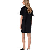 Kadın Modal Karışımlı Bisiklet Yaka Mini Boy Örme Elbise