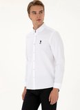 U.S. Polo Assn. Slim Fit Düğmeli Yaka Beyaz Erkek Gömlek NOVA