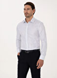 Cacharel Beyaz Erkek Slim Fit Kareli Gömlek GOVITA